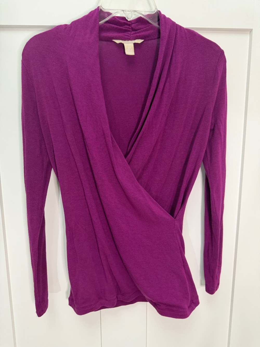 Banana Republic Deep Purple Wrap-Front Long Sleeve Top